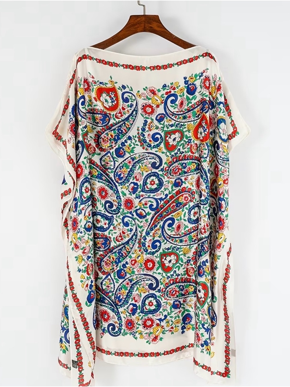 White Floral Paisley  Cover-Up - Multicolor Print